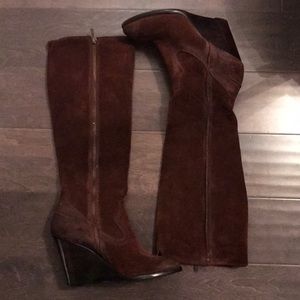 Suede wedge Frye boot size 8